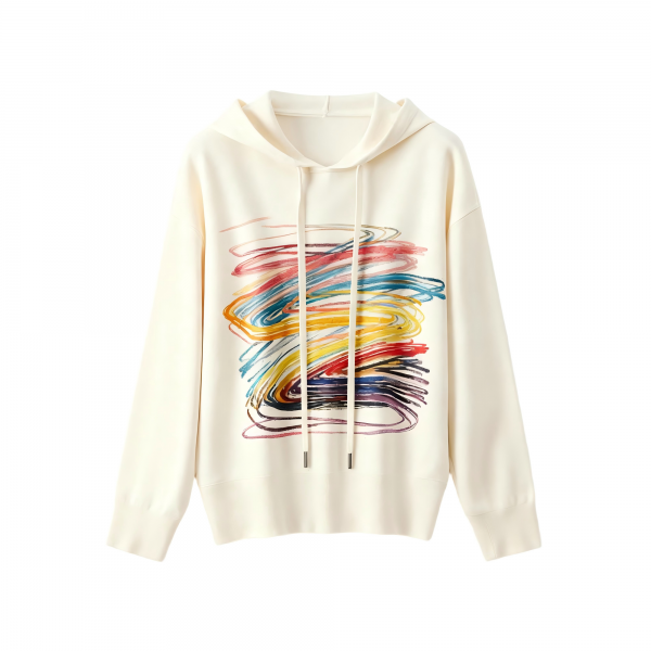 New Cotton-Nylon Women's Hooded Pullover Sweatshirt, Long-Sleeve, Stylish and Versatile for Knitted